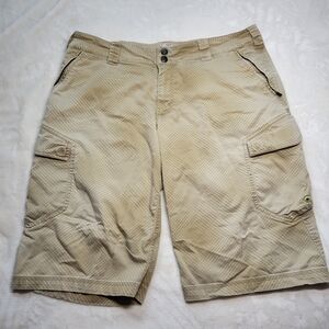 Fox Racing Cargo Shorts Mens 38 Tan Geometric Patterned Zip Pockets Riding Belt